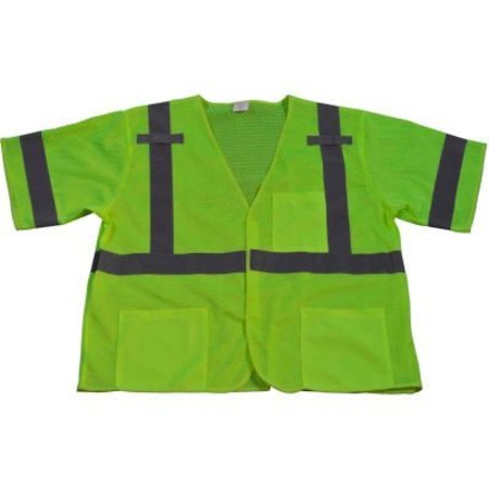 PETRA ROC INC Petra Roc Safety Vest, ANSI Class 3, Touch Fastener Closure, Polyester Mesh, Lime, 2XL/3XL LVM3-2X/3X